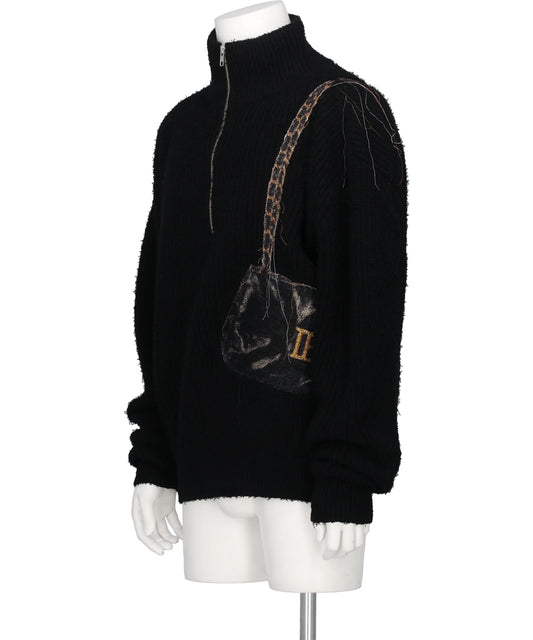 TROMPE L’OEIL EMBROIDERY HALF ZIP KNIT