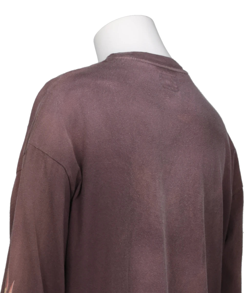 “SKULL FLAME”DISTRESSED L/S TEE
