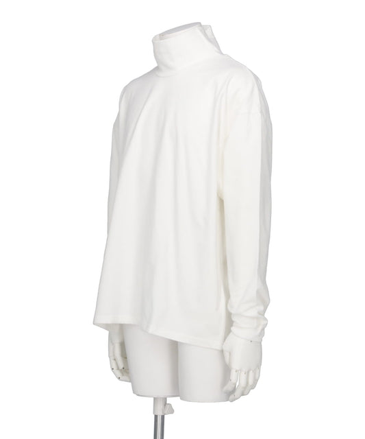 BRUSHED COTTON PILE MOCK NECK T