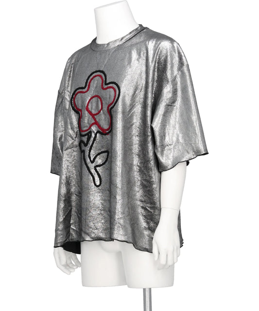 FLOWER CORD EMBROIDERY VELOUR TEE