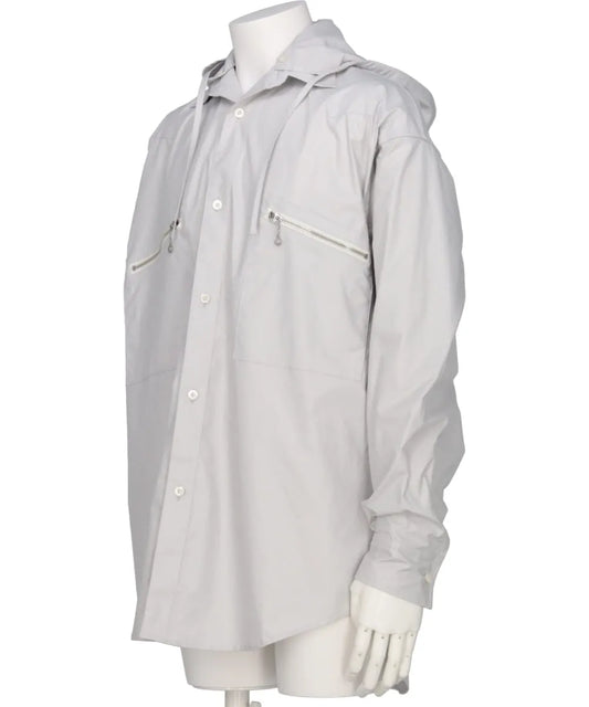 2PKT OVERSIZED WAXED HOODIE SHIRT