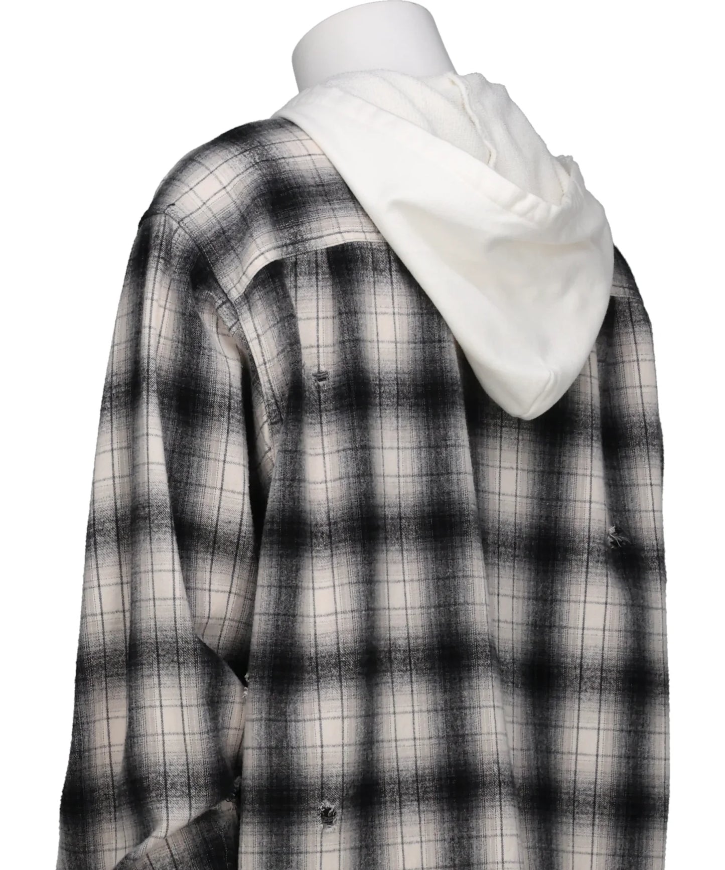 DISTRESSED HOODED CHECKED SHIRT