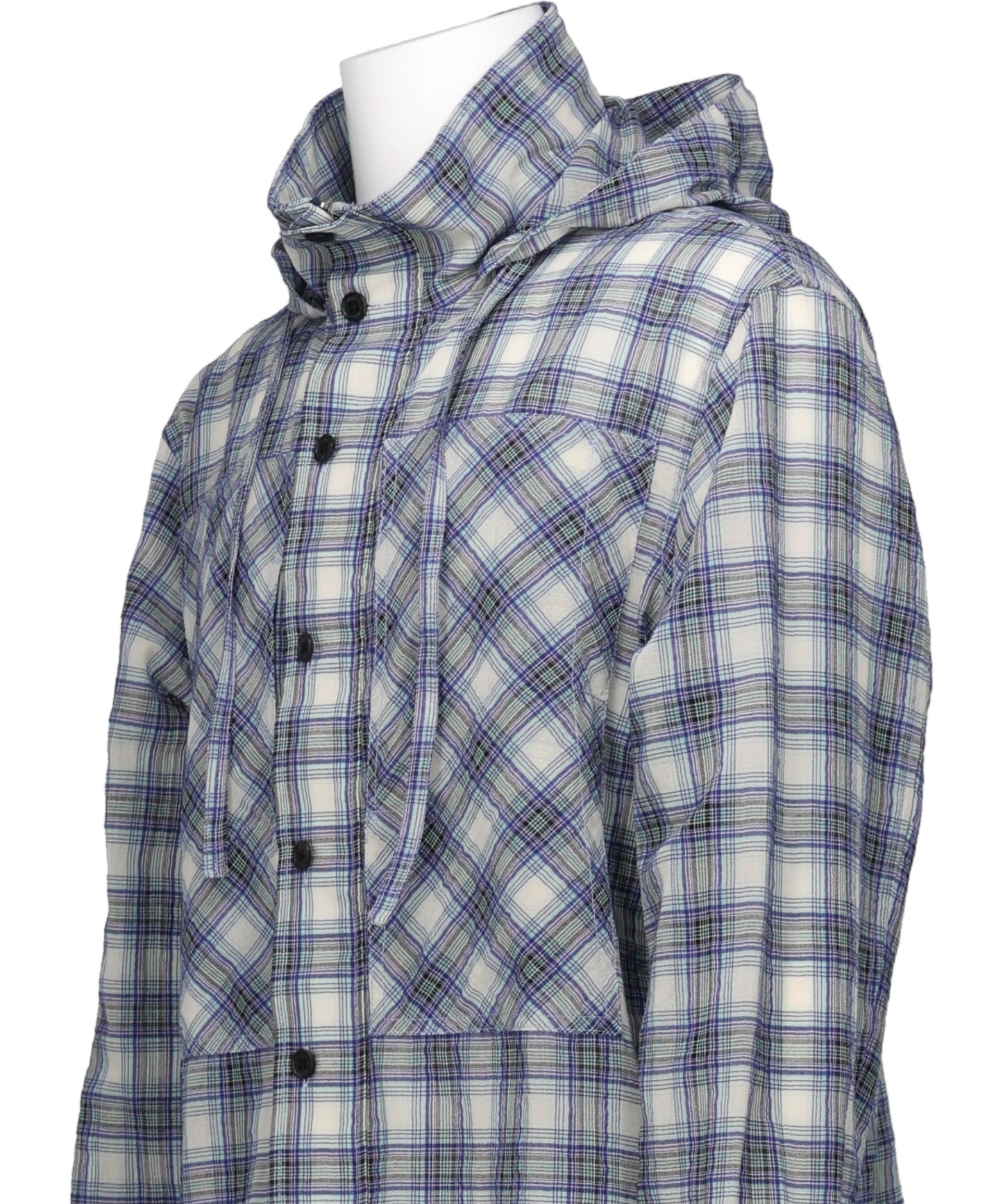 COTTON CHECK HOODIE WORK SHIRT