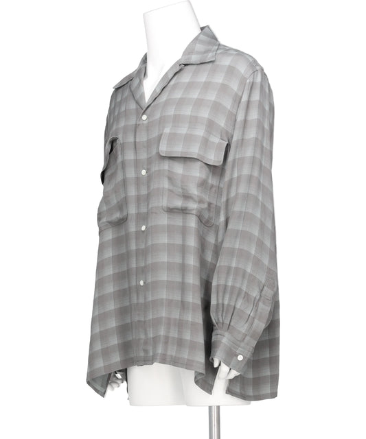 JACQARD PLAID OPEN COLLAR SHIRT