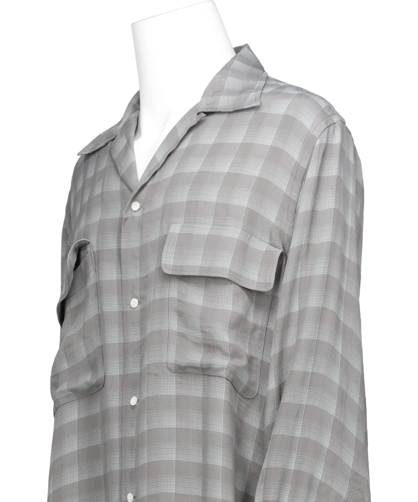 JACQARD PLAID OPEN COLLAR SHIRT