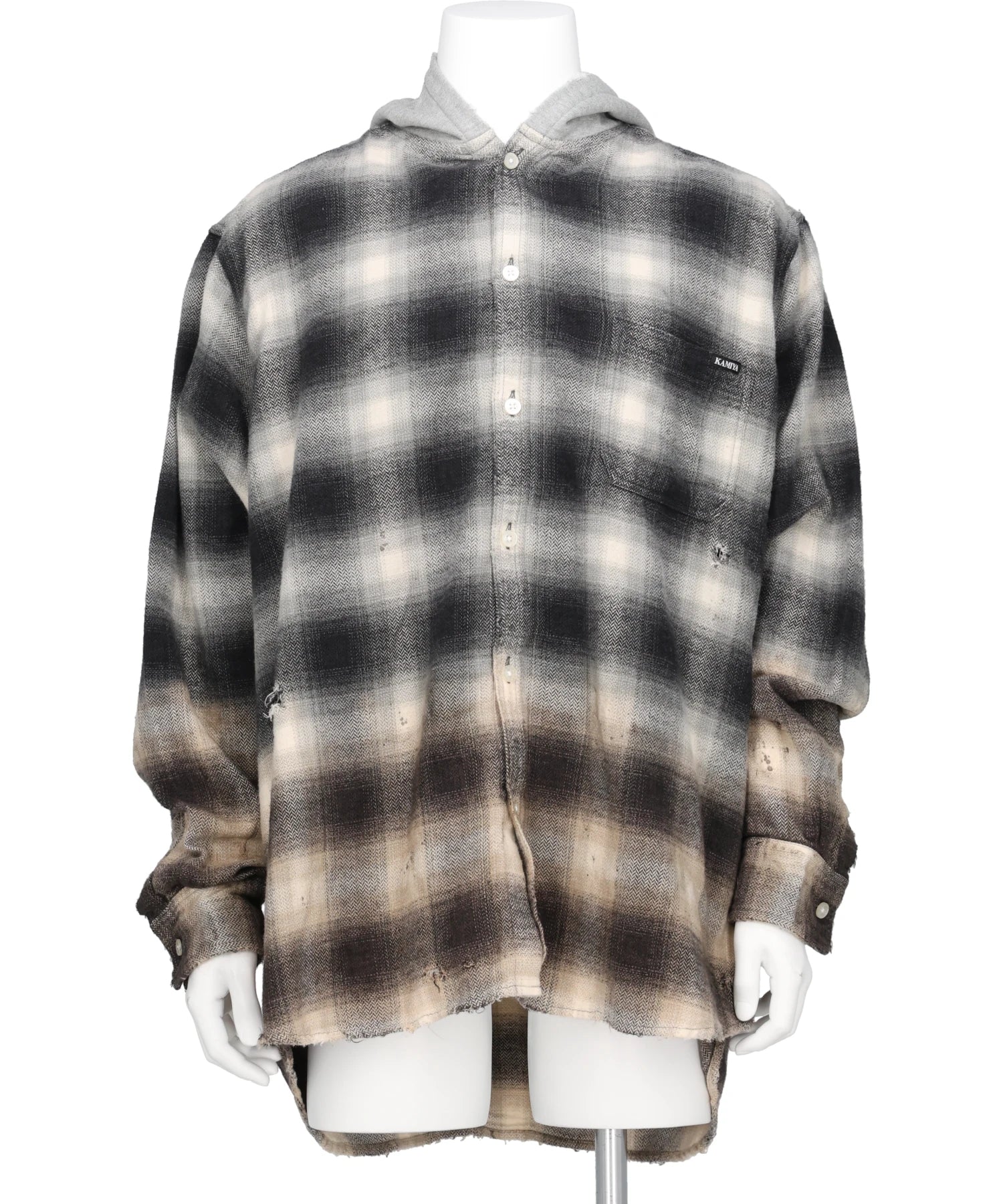 KAMIYA(カミヤ)DISTRESSED HOODED CHECKED SHIRT – MIDWEST ONLINE STORE