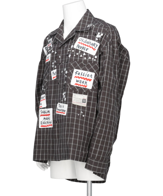 L/S CHECK SH w STICKER