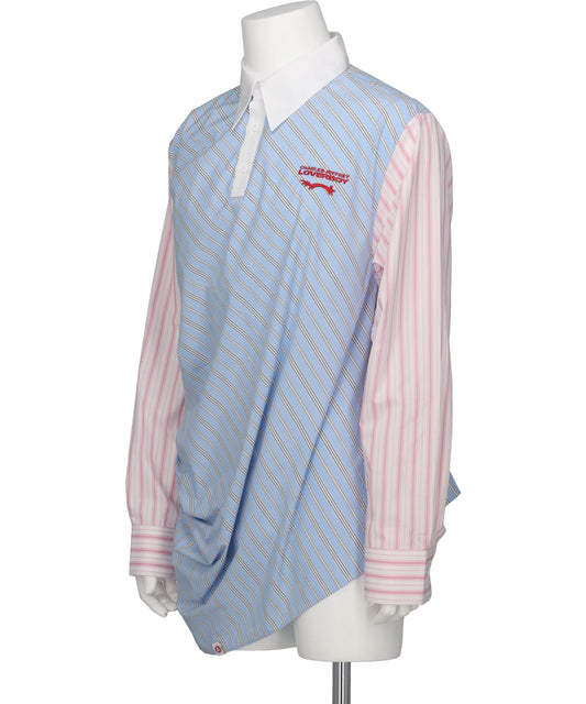 TOPSY TURVY SHIRT- BLUE+PINK STRIPE BLU