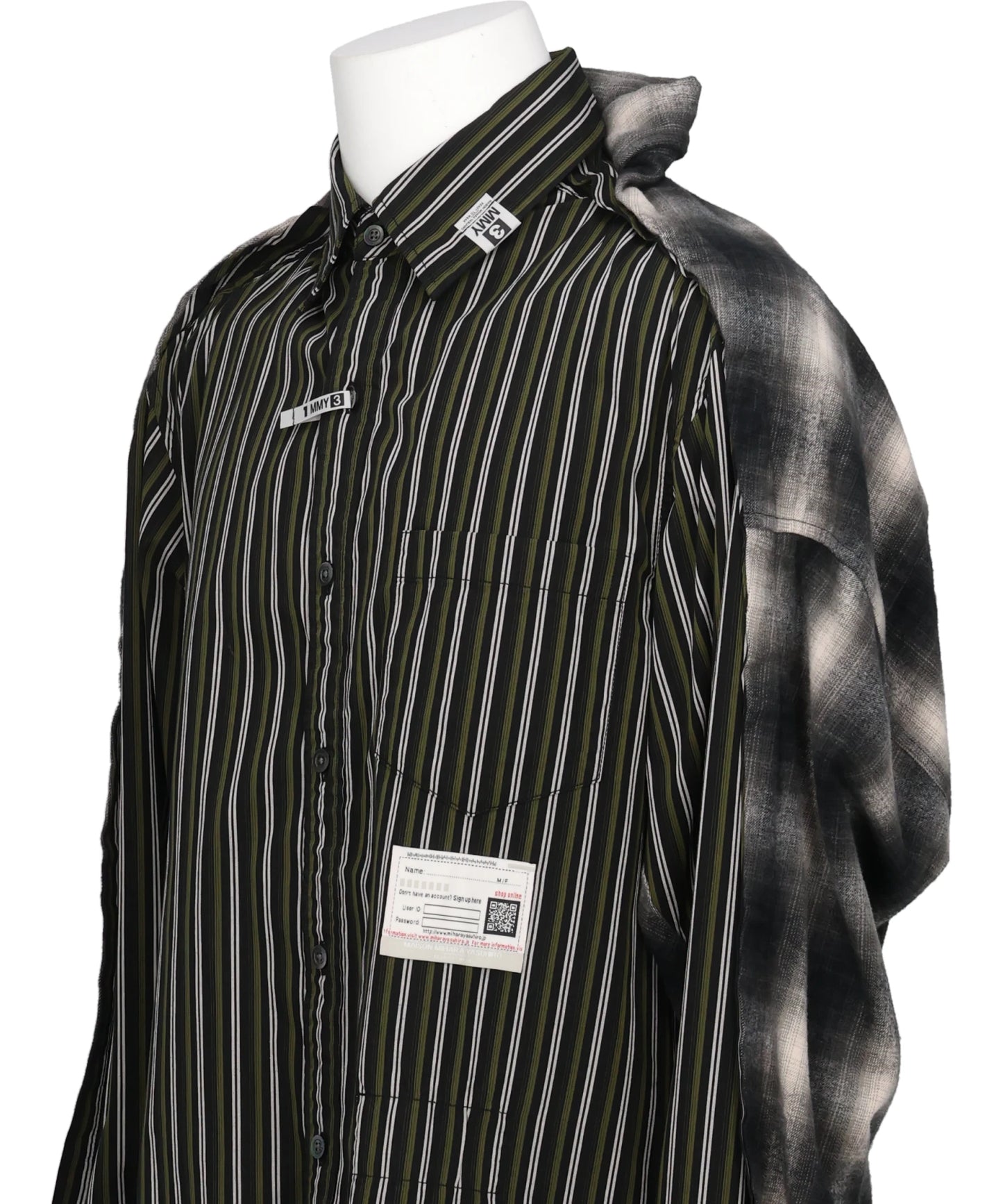 COMBINED CHECK × STRIPE SHIRT