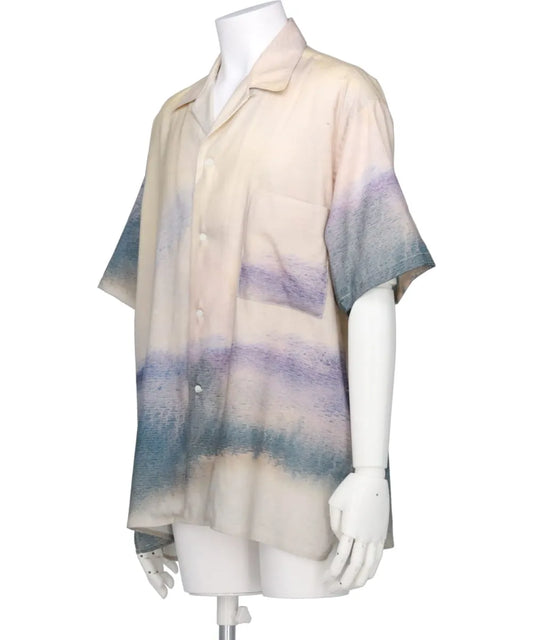 LANDSCAPE PRINTED OPEN COLLAR SHIRT