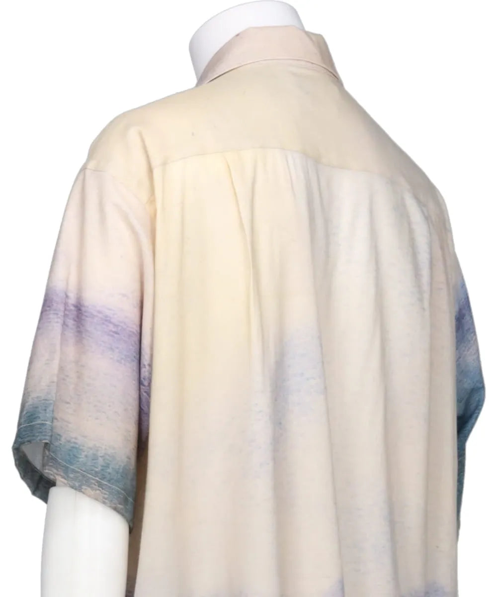 LANDSCAPE PRINTED OPEN COLLAR SHIRT