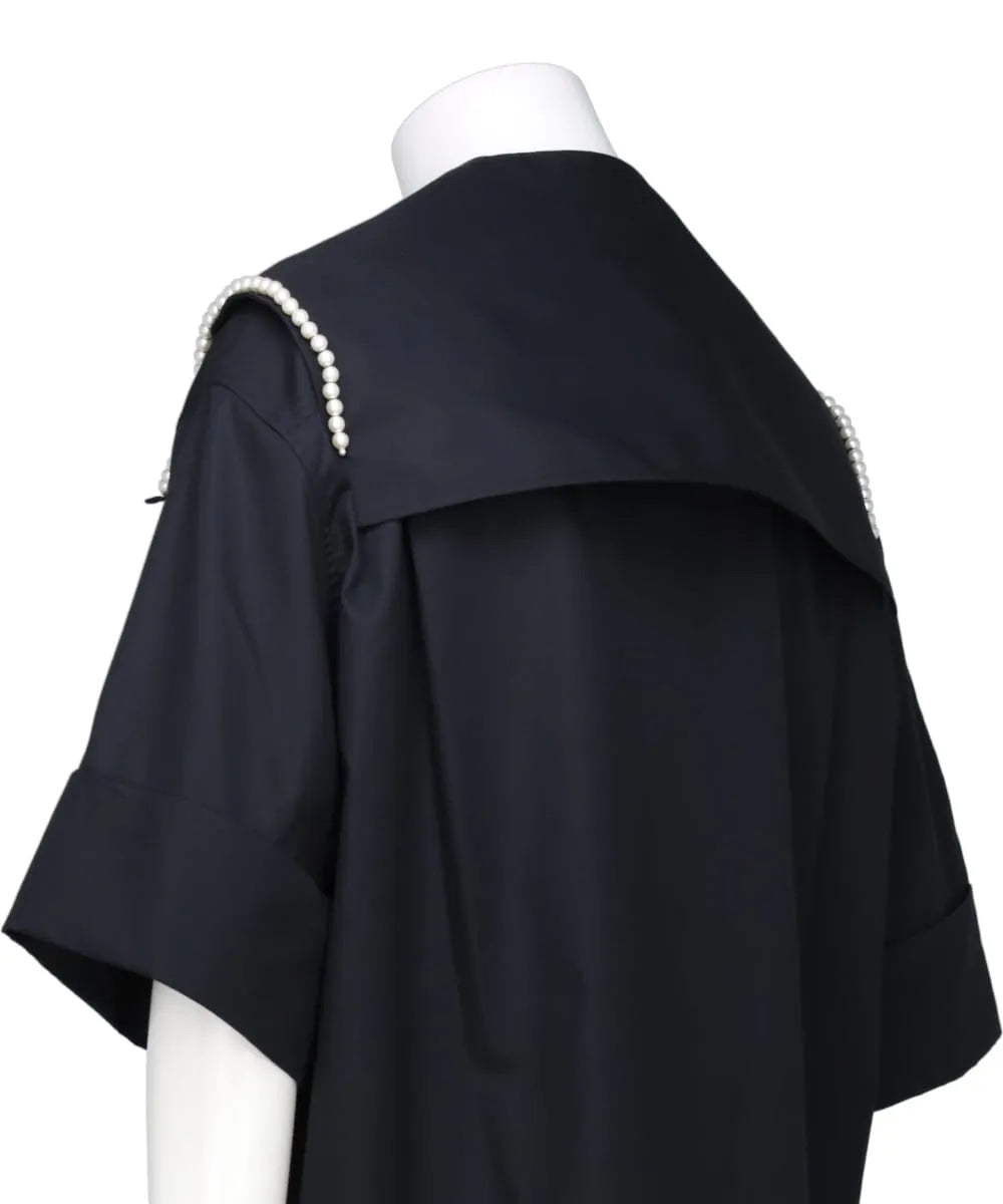 CARGO FLAP POCKET SAILOR COLLAR BOXY SHIRT W/ EMB