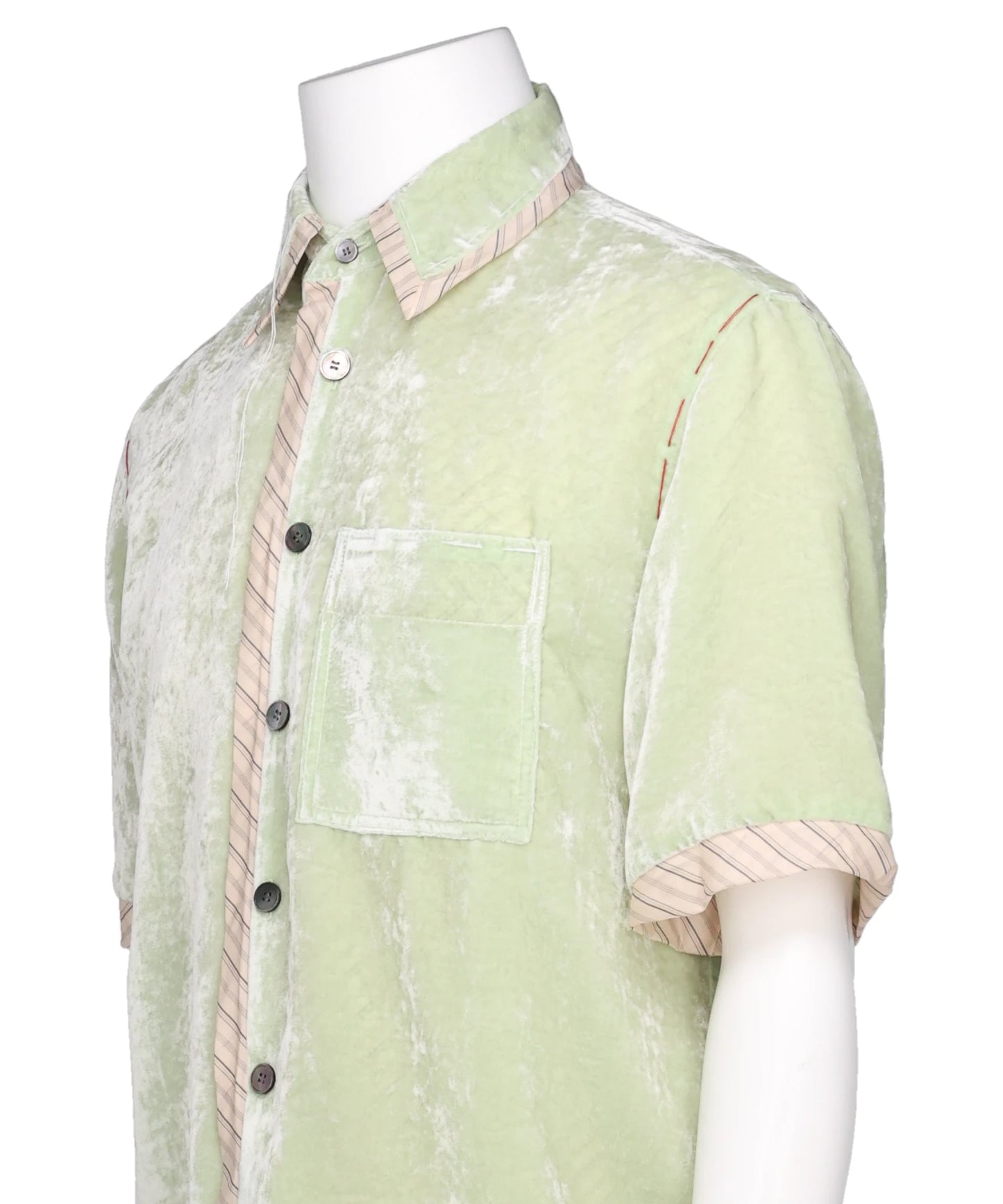 UNEVEN VELVET HALF SLEEVE SHIRT