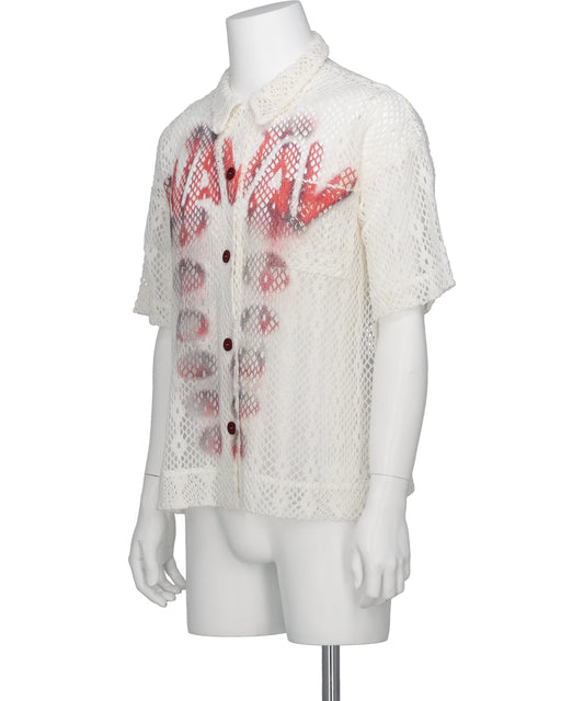 SHORT SLEEVE PRINTED CROCHET SHIRT