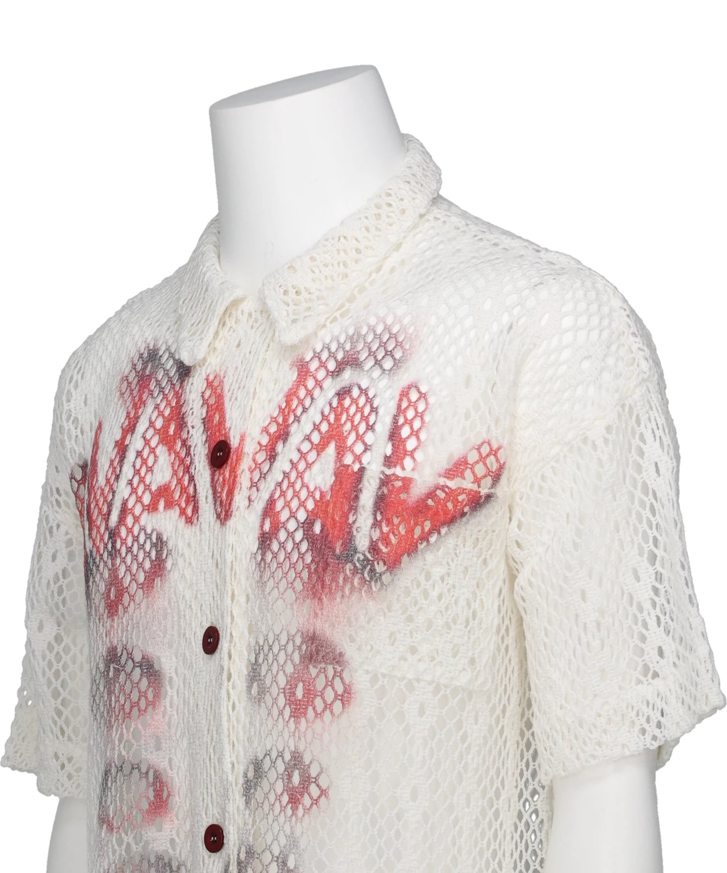 SHORT SLEEVE PRINTED CROCHET SHIRT