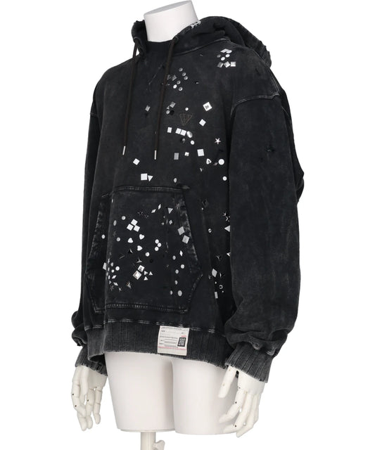 EMBELLISHED BLEACHED HOODIE