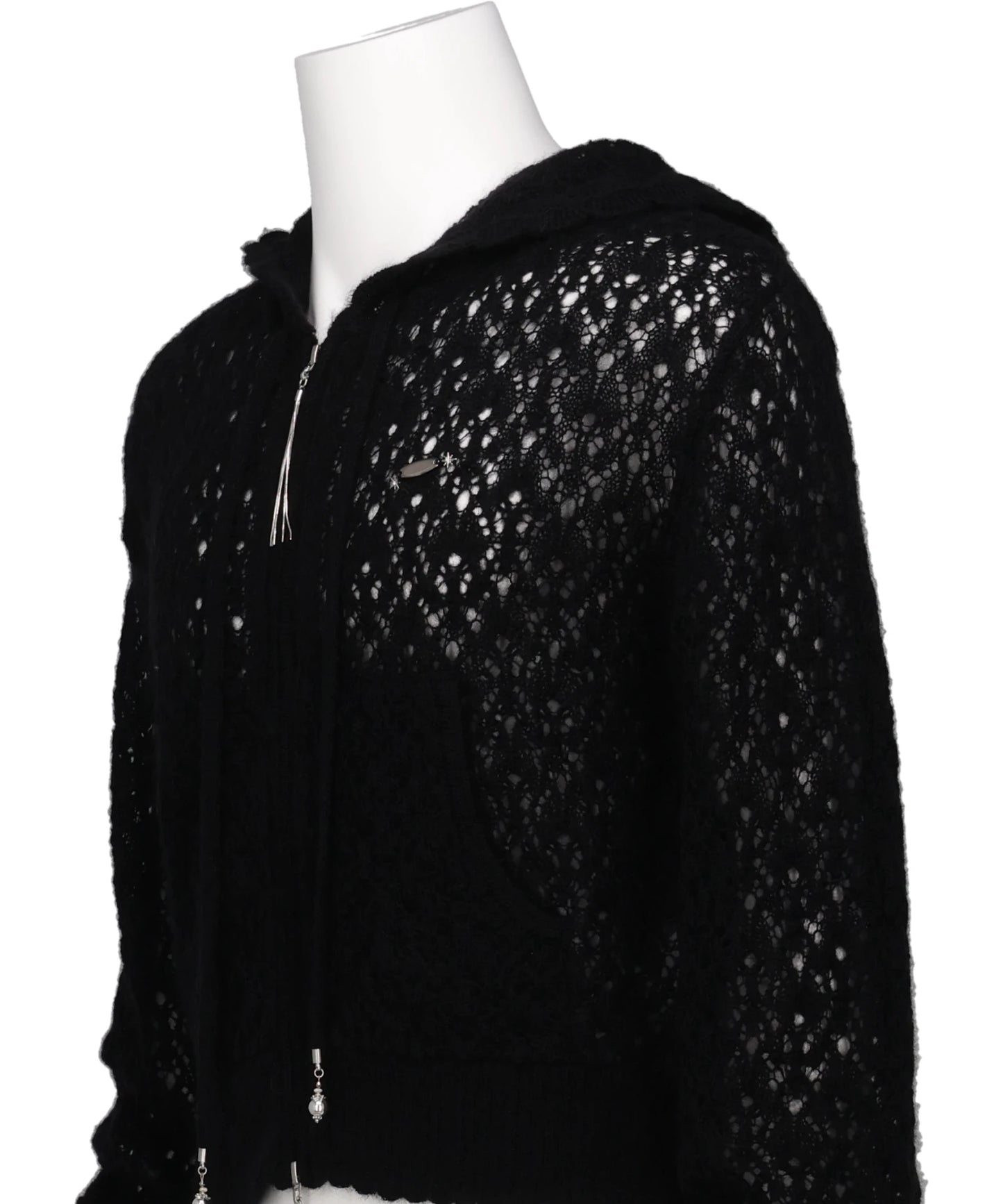 MOHAIR LACE KNIT HOODIE