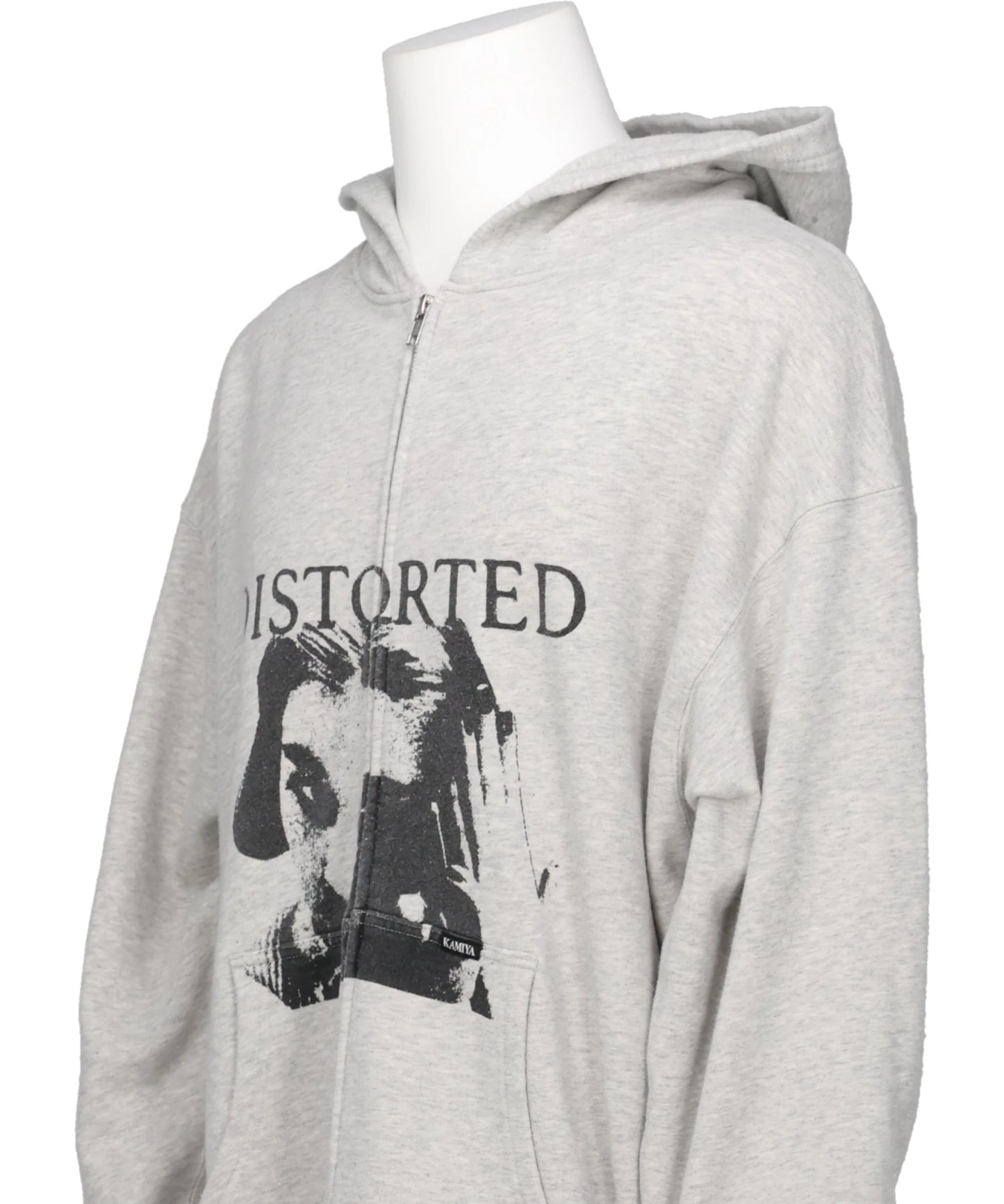 "DISTORTED GIRL"ZIP HOODIE T/C