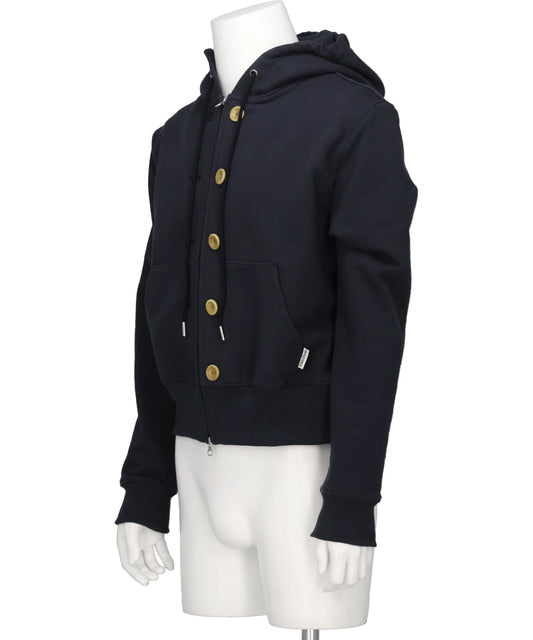 ASH BUTTON ZIP-UP HOODIE