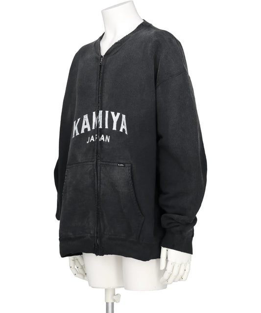 “KAMIYA LOGO” DISTRESSED ZIPSWEAT JACKET