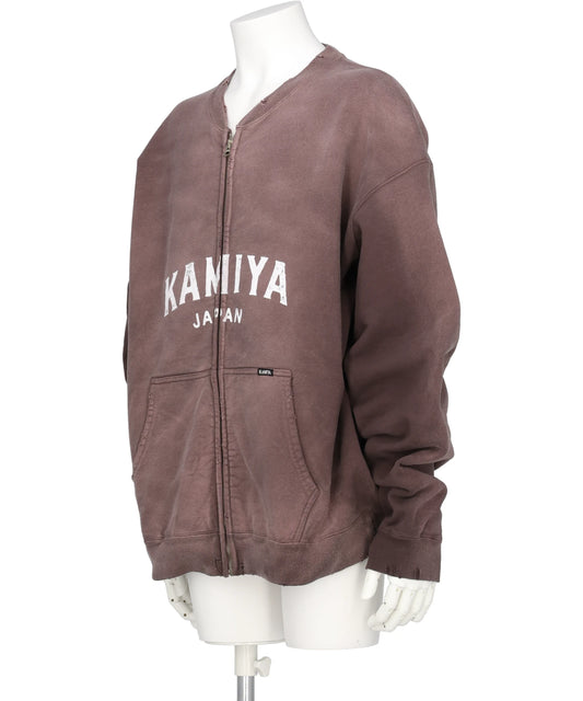 “KAMIYA LOGO” DISTRESSED ZIPSWEAT JACKET