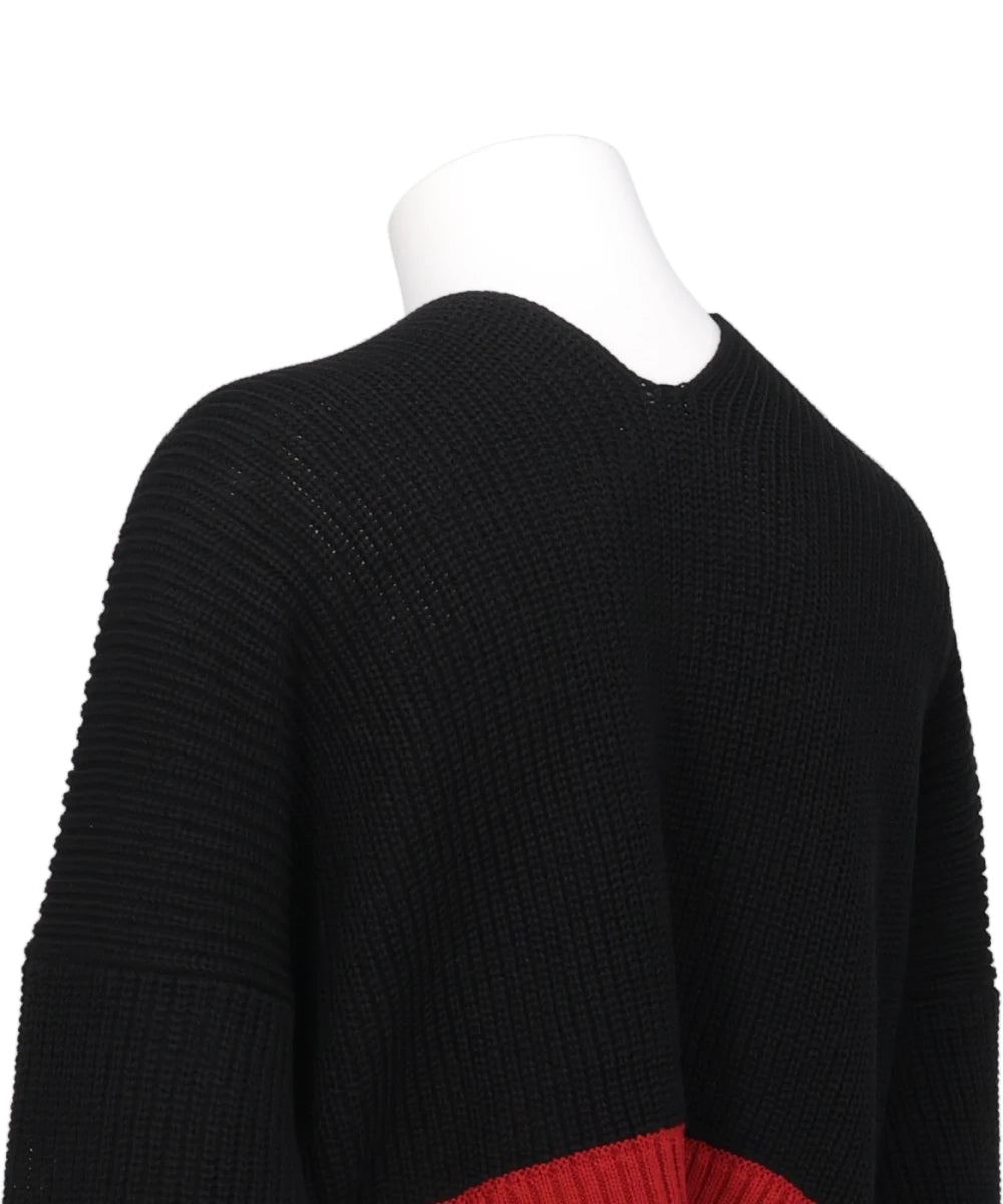 MIDWEST EXCLUSIVE BROKEN CARDIGAN BLACK×RED