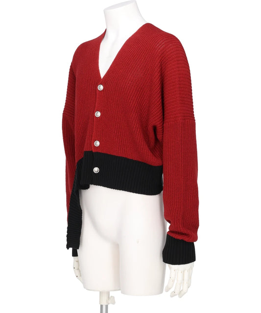 MIDWEST EXCLUSIVE BROKEN CARDIGAN RED×BLACK