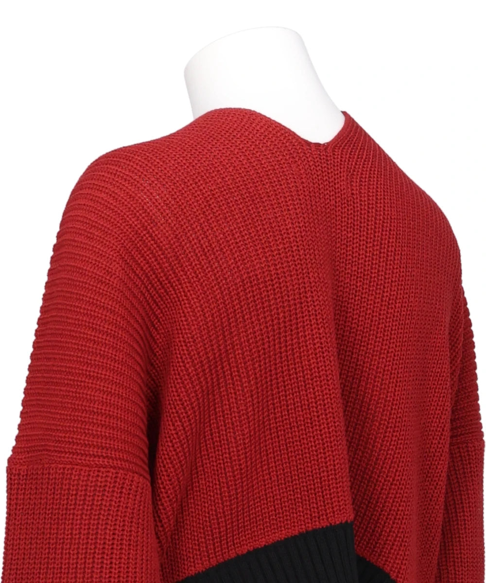 MIDWEST EXCLUSIVE BROKEN CARDIGAN RED×BLACK