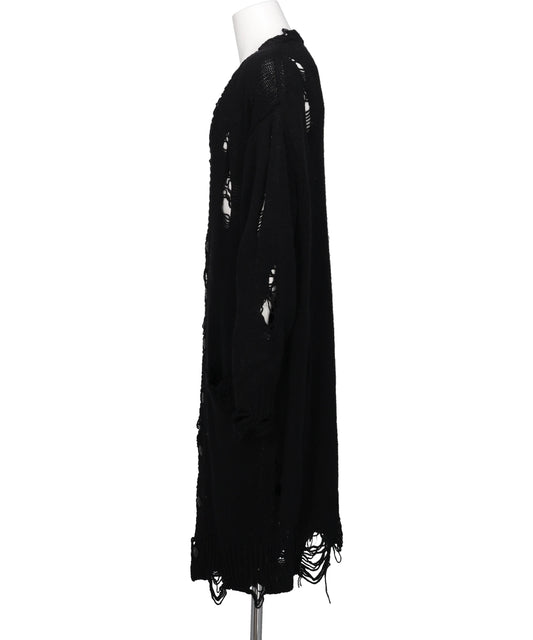 DAMAGED LOW-GAUGE LONG CARDIGAN