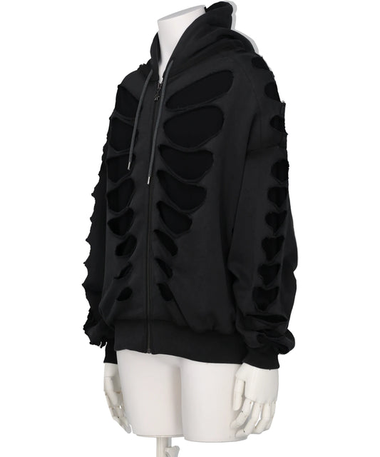 OS SHOULDERLESS HOODIE CUT-OUT BLACK