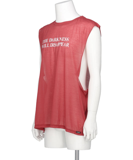 TYPOGRAPHY PRINT SHEER JERSEY SLEEVELESST-SHIRT
