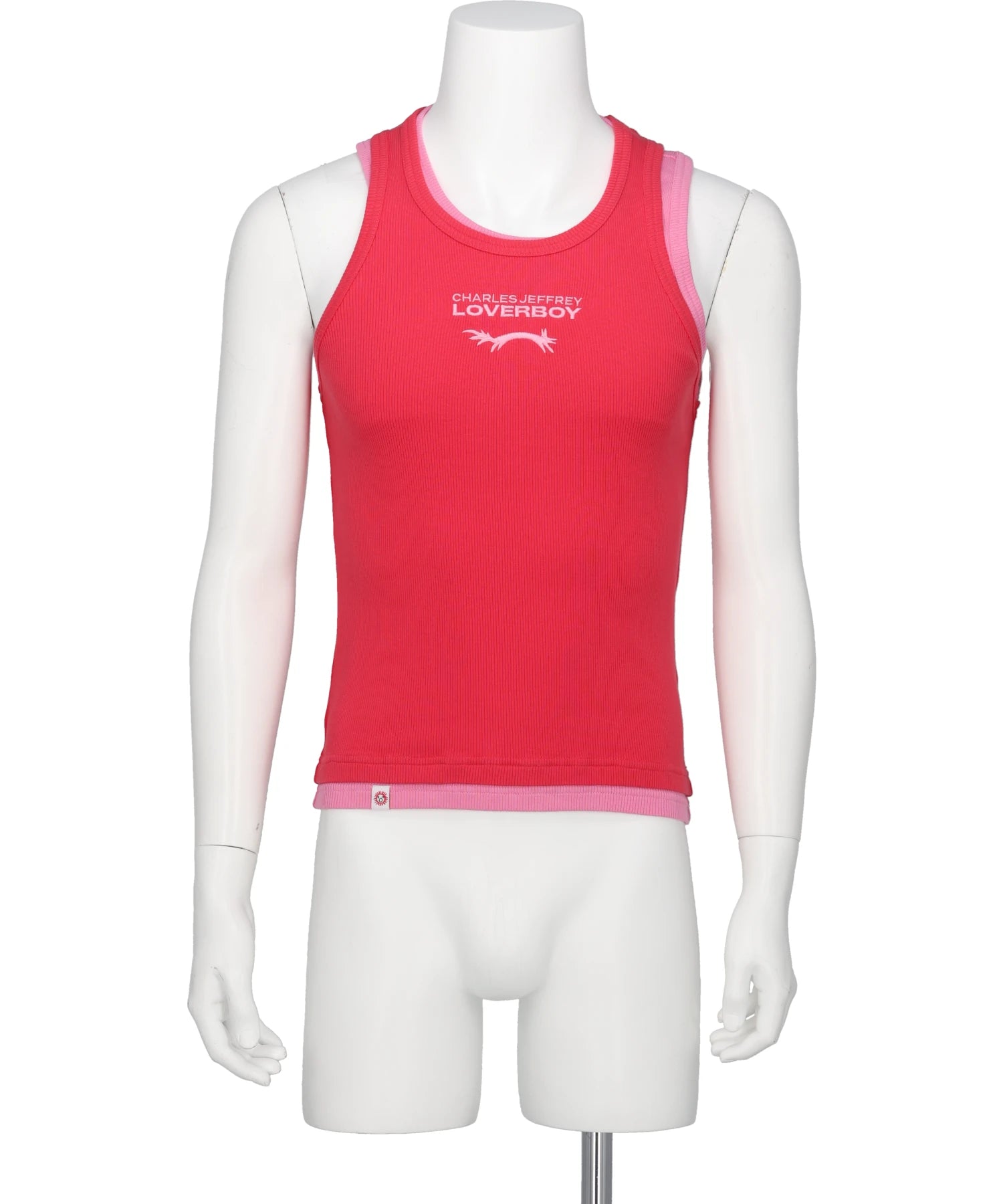 Charles Jeffrey LOVERBOY DOUBLE LOGO TANK TOP- CORAL+PINK RED