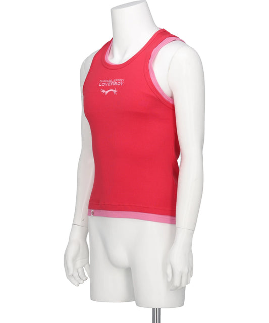 DOUBLE LOGO TANK TOP- CORAL+PINK RED