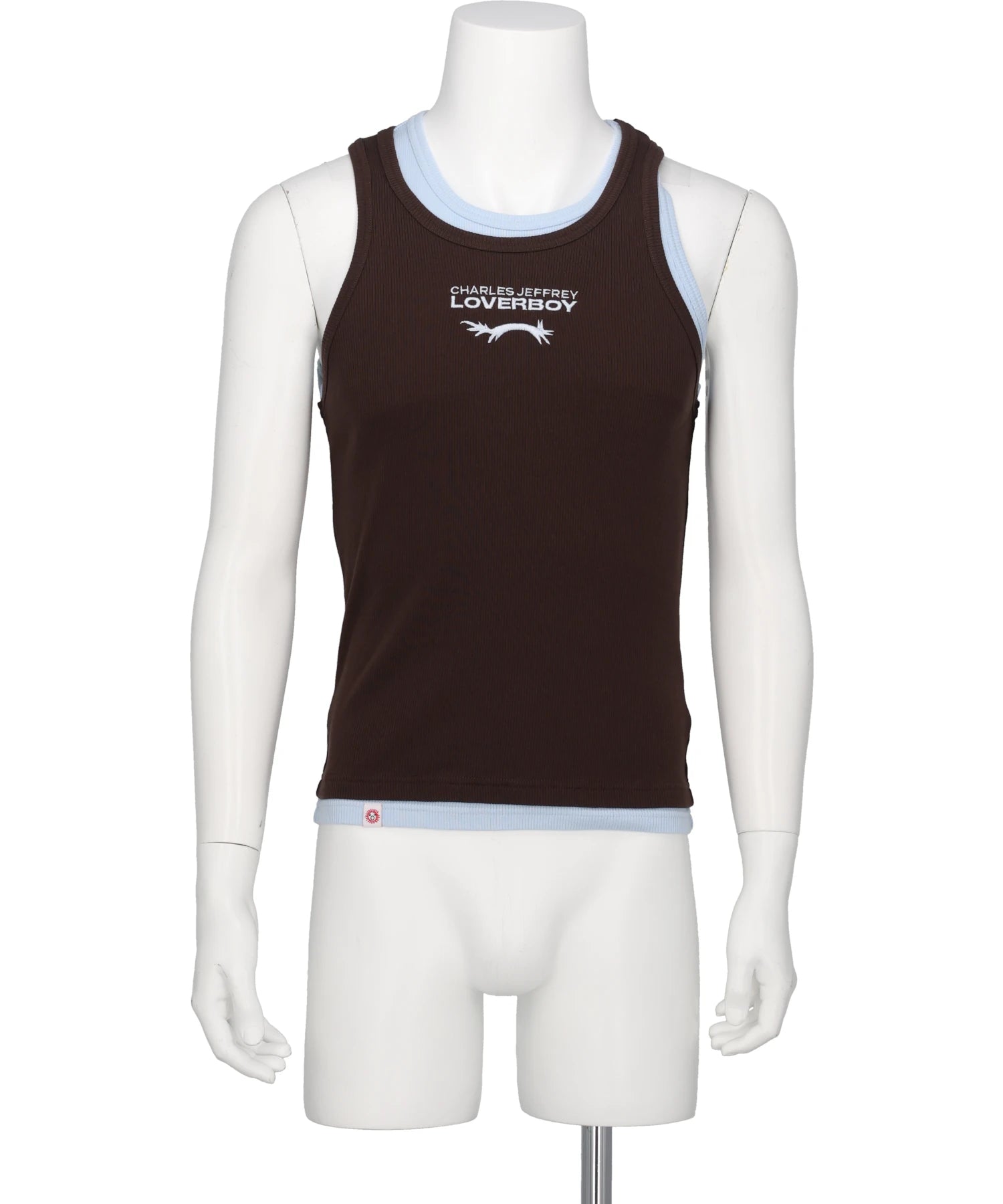 Charles Jeffrey LOVERBOY DOUBLE LOGO TANK TOP- BROWN+LIGHT BLUE