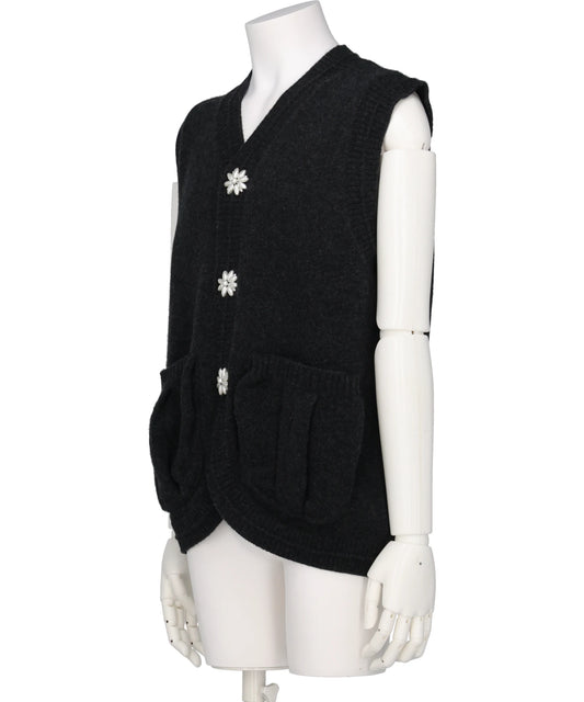 KNIT VEST W/ PEARL BUTTONS
