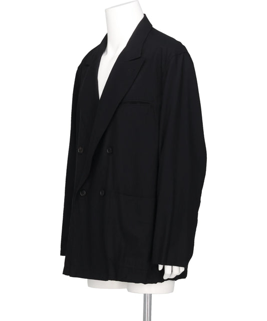 RAYON POLYESTER BRUSHED TWILL RELAXED DOUBLE BREASTED BLAZER