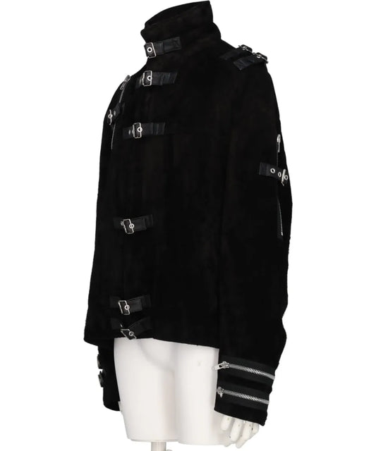 BUCKLE OVERLOAD LEATHER JACKET - BLK SUEDE