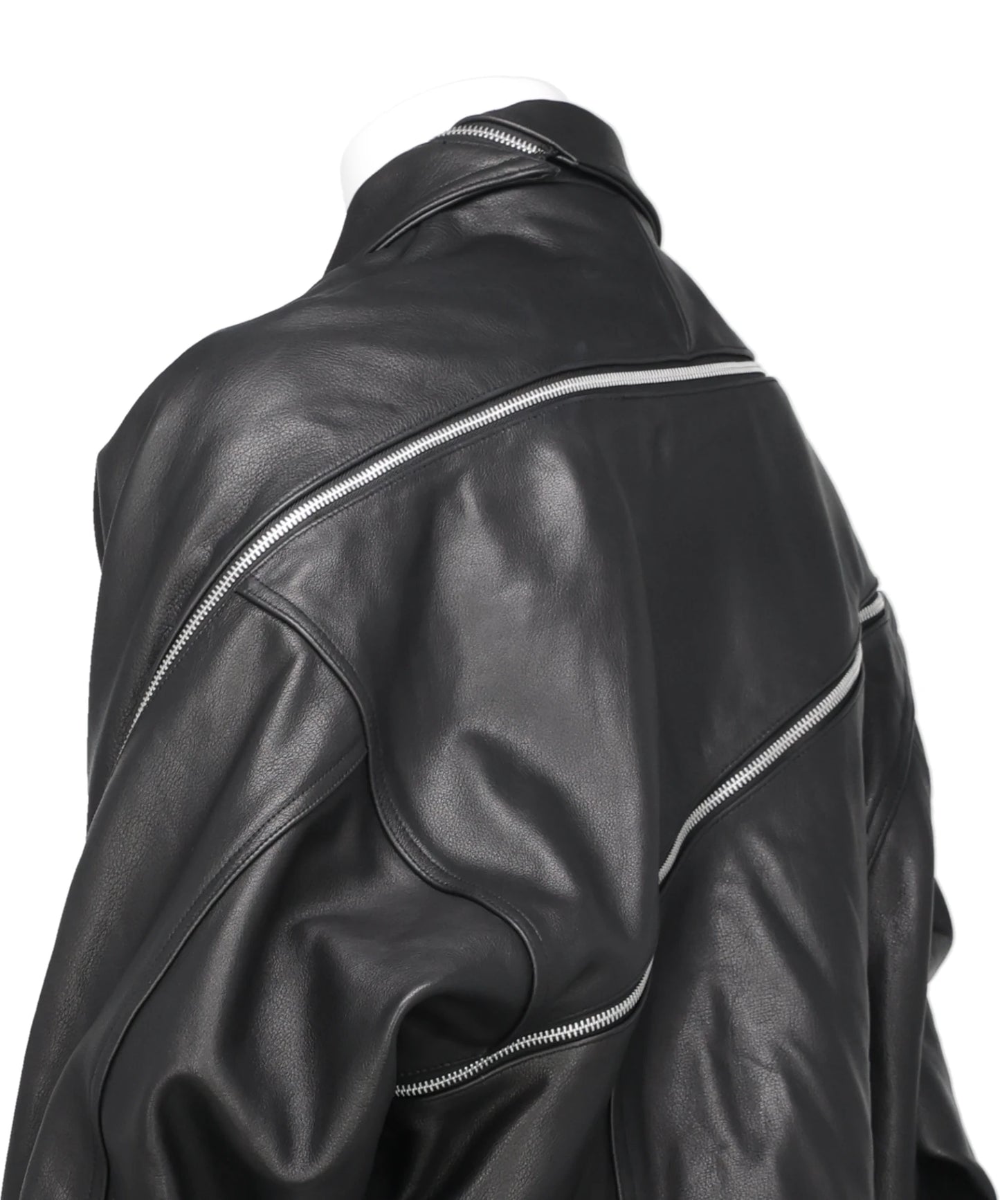 FILLETED ZIP LEATHER JACKET