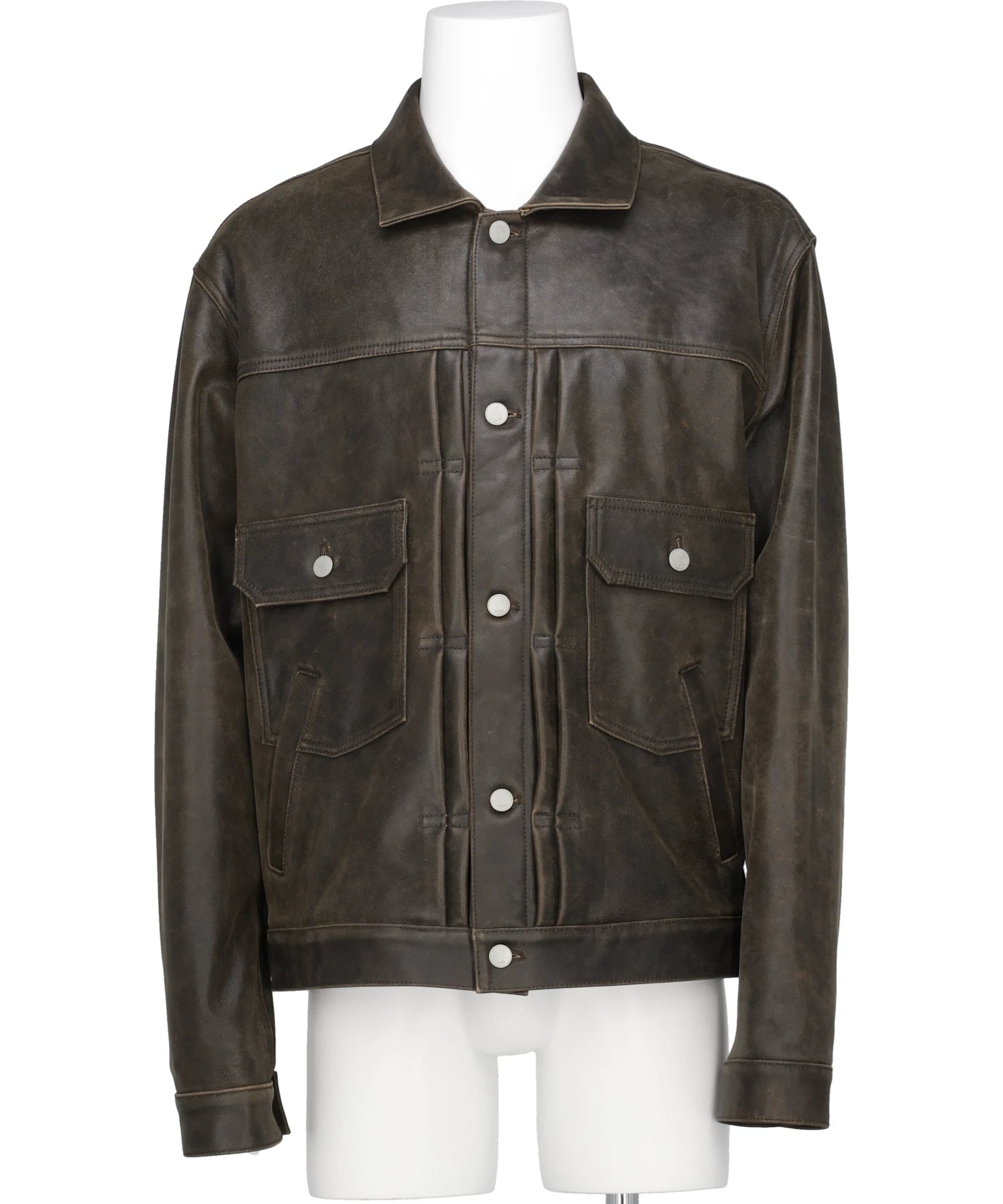 YOKE(ヨーク) 2026SS CRACKED LEATHER TRUCKER JACKET YK26SS01159B