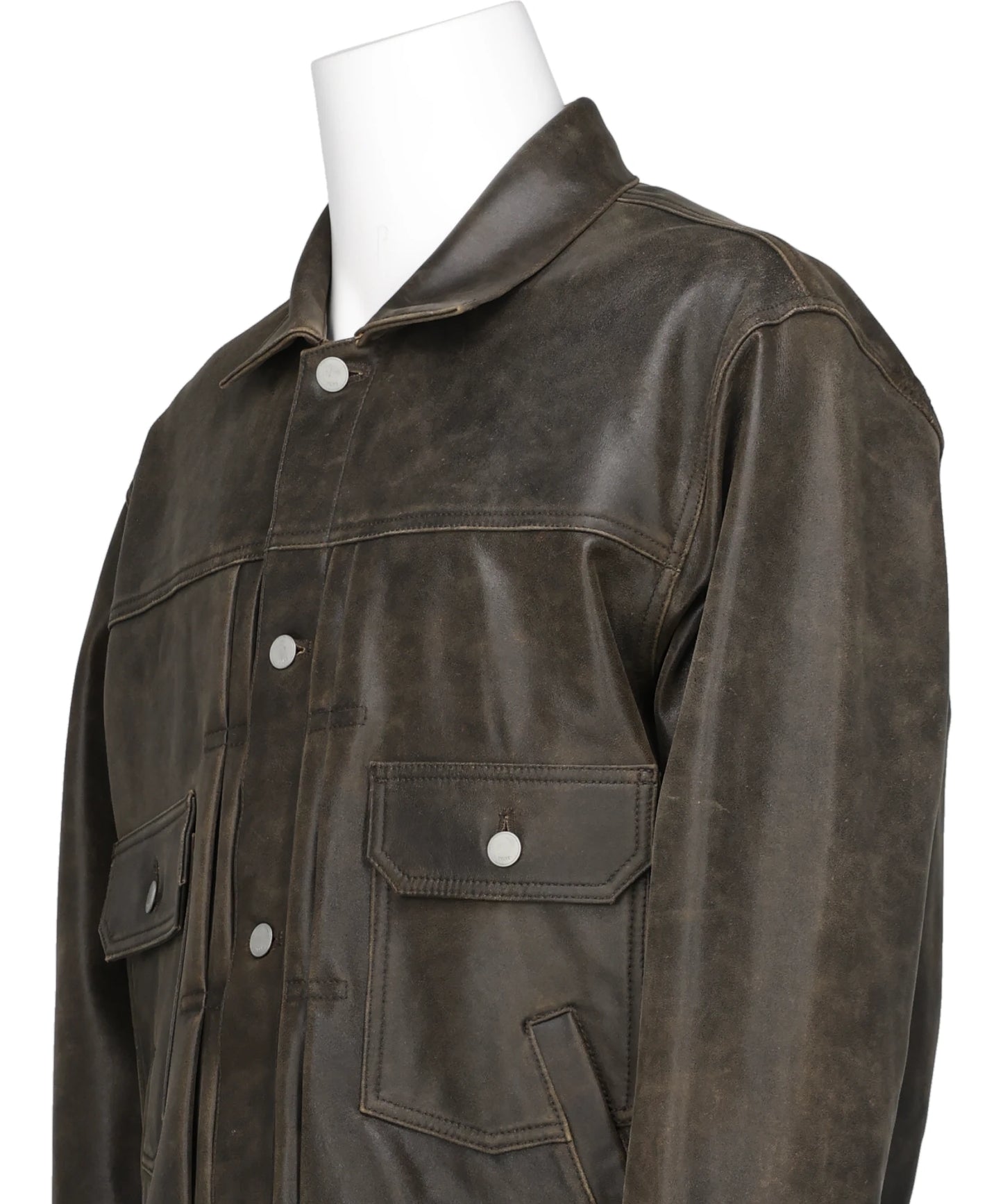 CRACKED LEATHER TRUCKER JACKET