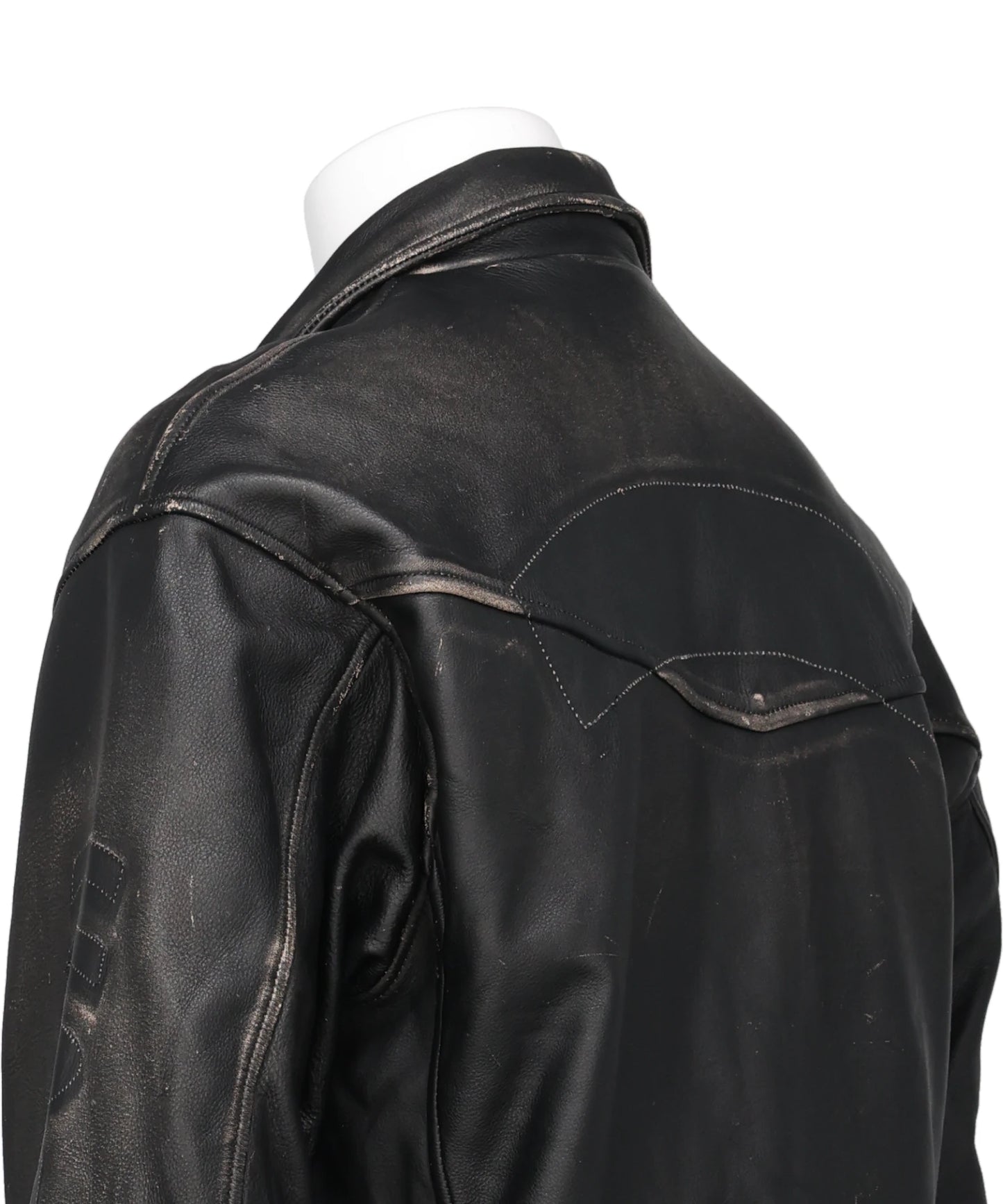 DISTRESSED LEATHER BIKER JACKET