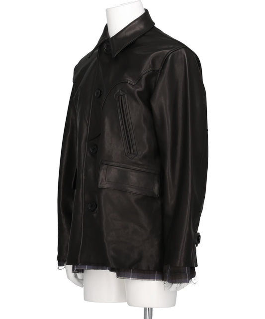 SHINIG COLLAR LEATHER JACKET
