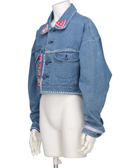 BEADS HAND DRAWING DENIM JACKET