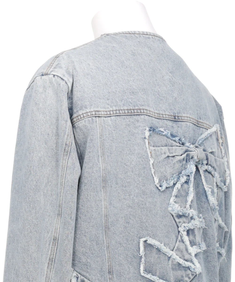 RIBBON DETAIL DENIM JACKT
