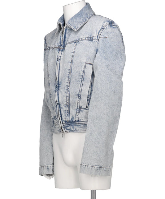 DENIM ZIPPED WIDE SHOULDERS JACKET