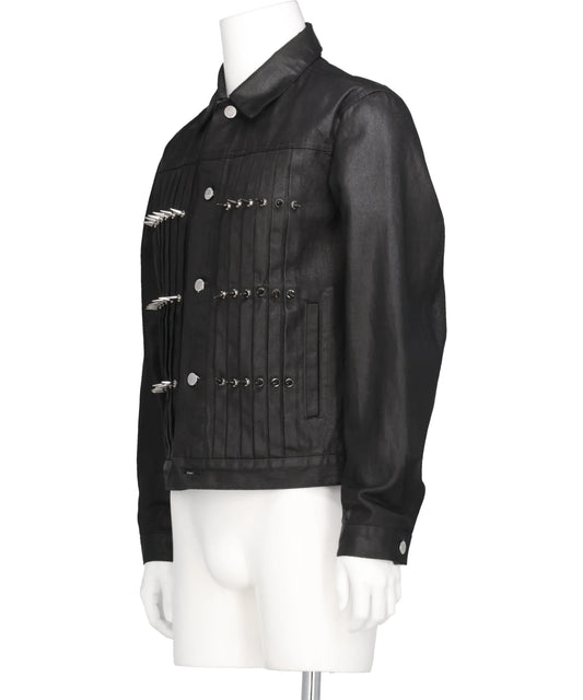 WASHED DENIM STUDDED JACKET