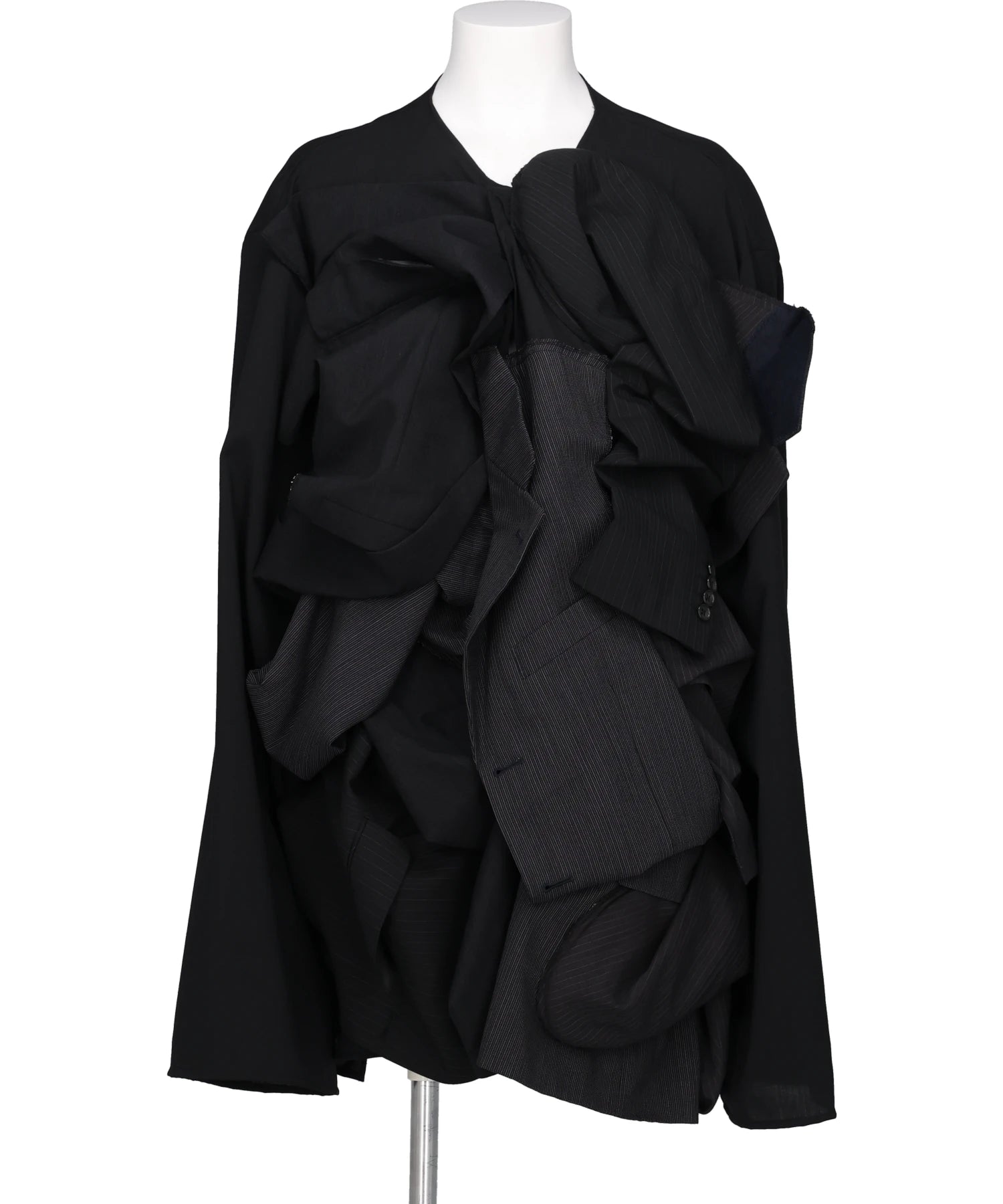 【美品】ノコオ−ノ ボーダージャケット白黒 　　　サイズ42 日本製素材 静電気防止 あったかポケット スタンドノーカラー