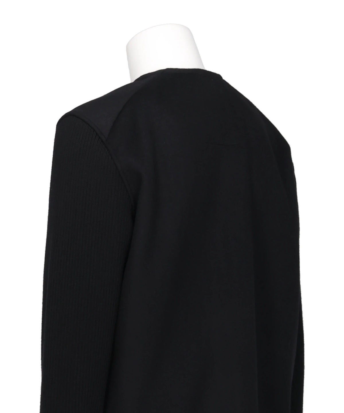COLLARLESS BLOUSON WITH RIBBED SLEEVES
