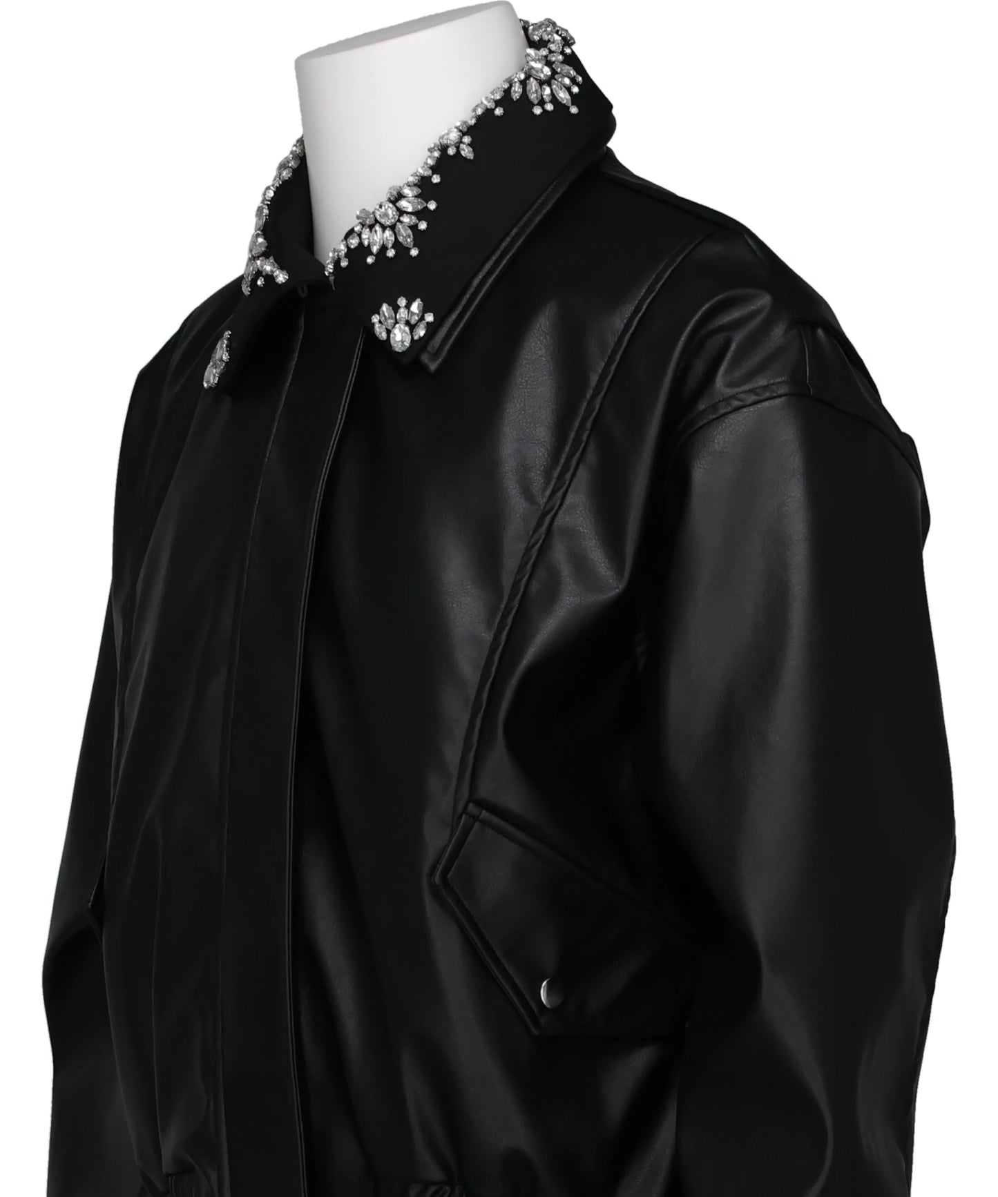 CRYSTAL BIJOU COLLAR 2WAY BLOUSON