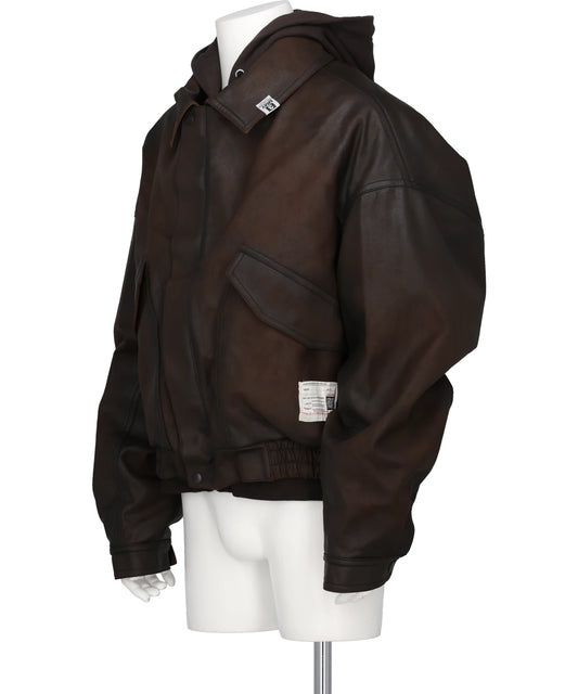 LAYERED FAUX LEATHER BLOUSON